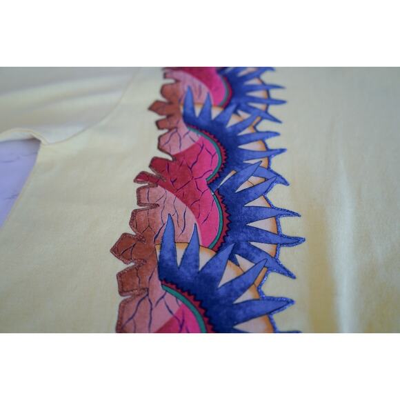 Vtg 90s Hanes Glitter Iron On Aztec Sun Graphic Tee L Single Stitch Southwest - Picture 8 of 16